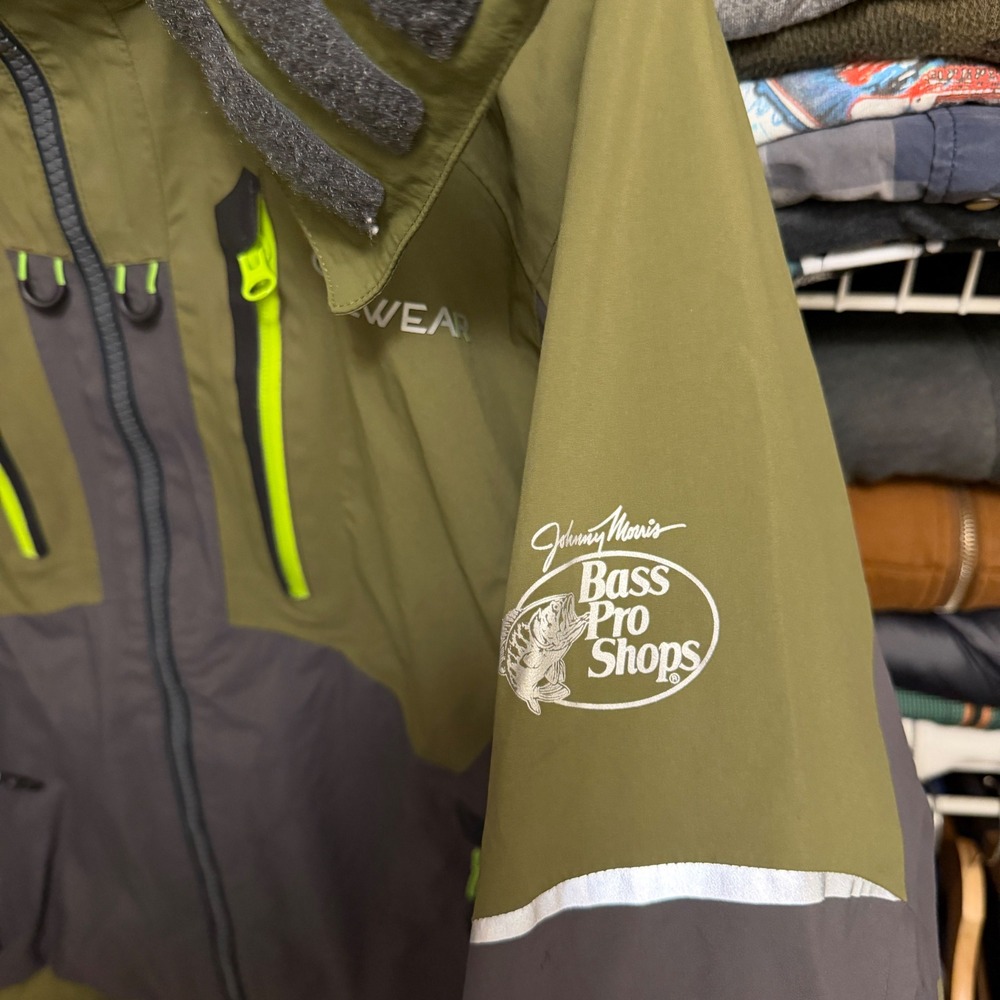Bass Pro Shops Jacket Mens M Green Guidewear Gore-Tex Fishing Rain Parka Hooded - Picture 6 of 16